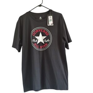 Converse Men's Black and Red Logo Tee